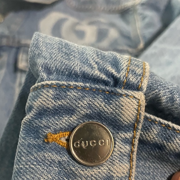 Gucci laser Double G Light Blue Denim Trucker Jacket Type 3 - Picture 8 of 9